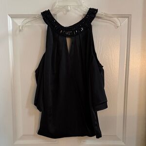 Bebe Elegant Black Beaded Women's Halter Top